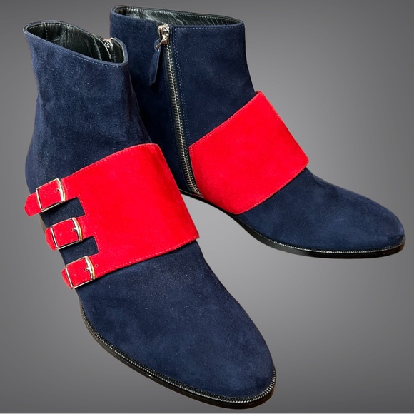 HERMES NAVY PIMENTO GOAT SUEDE LEXINGTON ANKLE BOOTS SHOES EU 40 - Picture 6 of 9